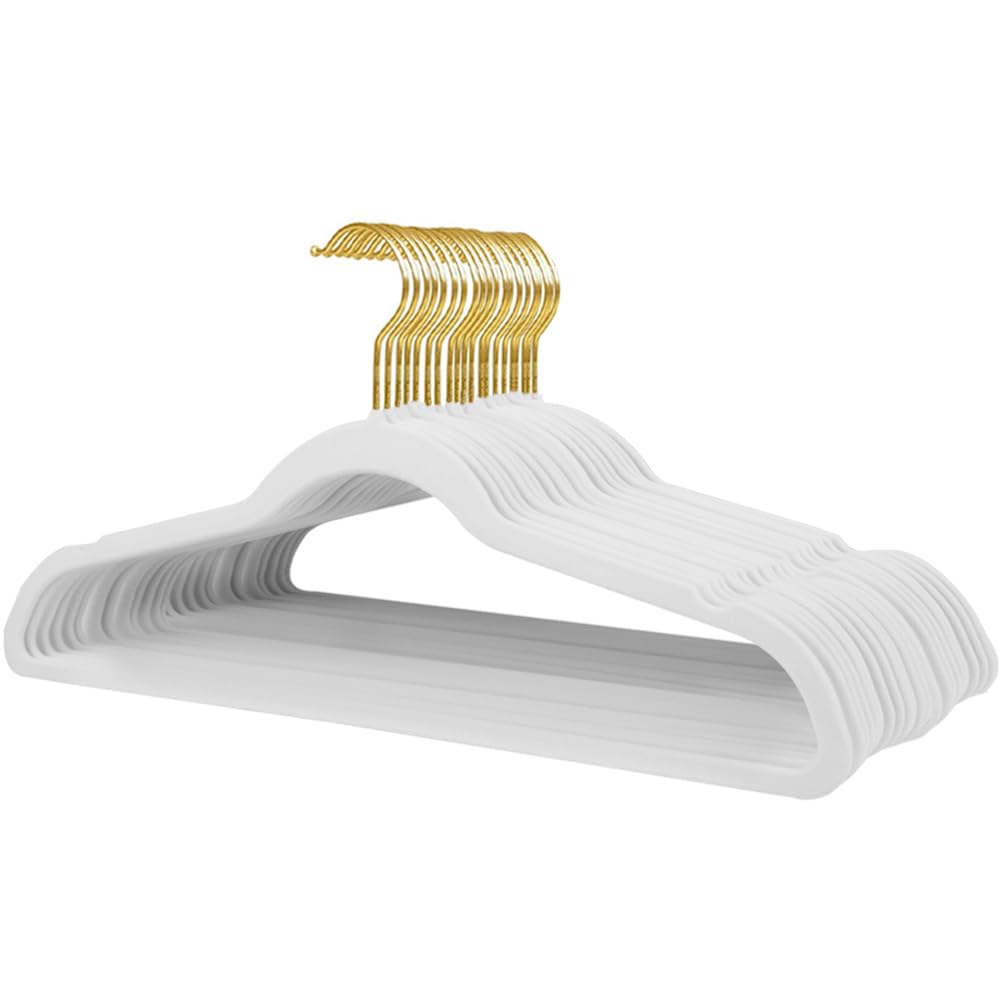 Stormix 22 Pack Velvet Hangers, 17.3 x 8.9 Inches Clothes Hangers, Non Slip Dresses Hangers with Shoulder Notches for Adult Whit